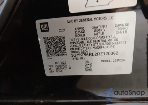 2024 Cadillac Lyriq Tech W/1Sa z USA, uszkodzony, nr VIN 1GYKPMRL2RZ120362